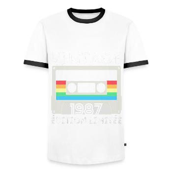 Vintage 1987 cadeau année de naissance homme femme - T-shirt contrasté Homme - blanc/noir - Devant - AI Model Female 172 light (172cm) & AI Model Male 178 dark (178cm)