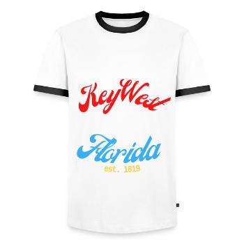 Florida - Key West - Men's Ringer Shirt - white/black - Front - AI Model Female 172 light (172cm) & AI Model Male 178 dark (178cm)