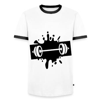 icône de symbole haltère - T-shirt contrasté Homme - blanc/noir - Devant - AI Model Female 172 light (172cm) & AI Model Male 178 dark (178cm)