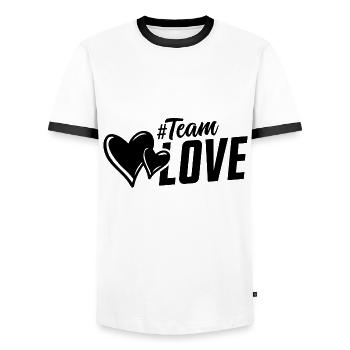 team love love hearts heart - Men's Ringer Shirt - white/black - Front - AI Model Female 172 light (172cm) & AI Model Male 178 dark (178cm)