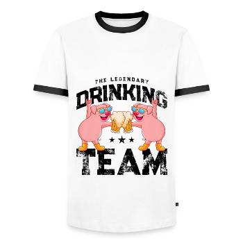 schwein bier drinking team - Männer Kontrast-T-Shirt - Weiß/Schwarz - Vorne - AI Model Female 172 light (172cm) & AI Model Male 178 dark (178cm)