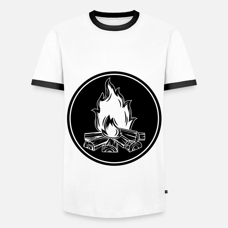 campfire flame symbol fire - Men's Ringer Shirt - white/black