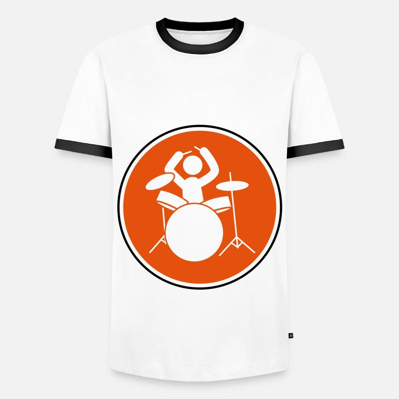 drummer icon drummer - Men's Ringer Shirt - white/black