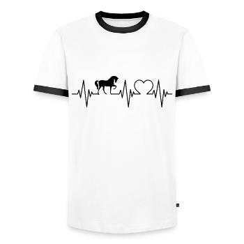 Pferde Liebe Herzschlag Heartbeat Horse - Männer Kontrast-T-Shirt - Weiß/Schwarz - Vorne - AI Model Female 172 light (172cm) & AI Model Male 178 dark (178cm)