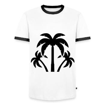 palm icon icon - Men's Ringer Shirt - white/black - Front - AI Model Female 172 light (172cm) & AI Model Male 178 dark (178cm)