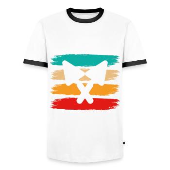Maurer Retro - Männer Kontrast-T-Shirt - Weiß/Schwarz - Vorne - AI Model Female 172 light (172cm) & AI Model Male 178 dark (178cm)