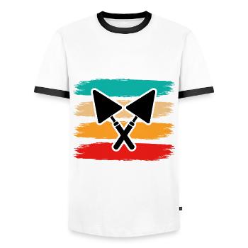 Maurer Retro - Männer Kontrast-T-Shirt - Weiß/Schwarz - Vorne - AI Model Female 172 light (172cm) & AI Model Male 178 dark (178cm)