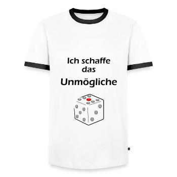 Ich schaffe das Unmögliche - Männer Kontrast-T-Shirt - Weiß/Schwarz - Vorne - AI Model Female 172 light (172cm) & AI Model Male 178 dark (178cm)