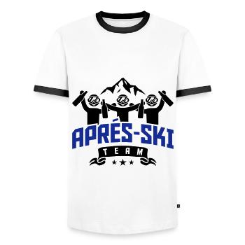 apres ski team party - Men's Ringer Shirt - white/black - Front - AI Model Female 172 light (172cm) & AI Model Male 178 dark (178cm)