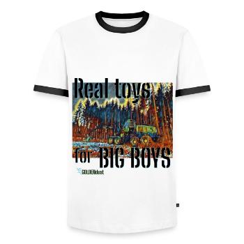 HARVESTER - Tracteur forestier pour lui XO501 - T-shirt contrasté Homme - blanc/noir - Devant - AI Model Female 172 light (172cm) & AI Model Male 178 dark (178cm)