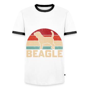 Beagle Retro - Men's Ringer Shirt - white/black - Front - AI Model Female 172 light (172cm) & AI Model Male 178 dark (178cm)