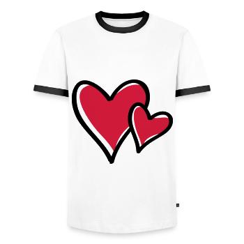 herzen symbol - Männer Kontrast-T-Shirt - Weiß/Schwarz - Vorne - AI Model Female 172 light (172cm) & AI Model Male 178 dark (178cm)