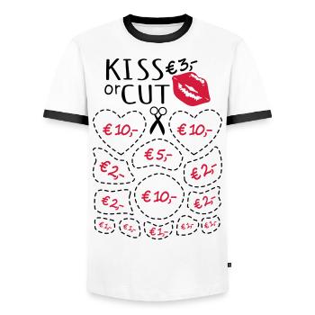 Bachelorette party Embrasser ou couper - T-shirt contrasté Homme - blanc/noir - Devant - AI Model Female 172 light (172cm) & AI Model Male 178 dark (178cm)