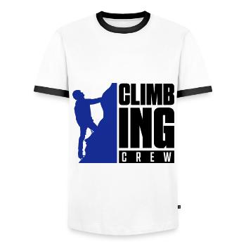 climbing crew - Men's Ringer Shirt - white/black - Front - AI Model Female 172 light (172cm) & AI Model Male 178 dark (178cm)