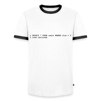 Coder No Clue (1c, NEU) - T-shirt contrasté Homme - blanc/noir - Devant - AI Model Female 172 light (172cm) & AI Model Male 178 dark (178cm)
