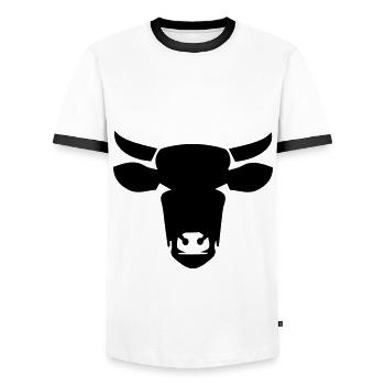 Cow head cow icon - Men's Ringer Shirt - white/black - Front - AI Model Female 172 light (172cm) & AI Model Male 178 dark (178cm)