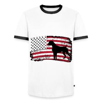 Boxer États-Unis - T-shirt contrasté Homme - blanc/noir - Devant - AI Model Female 172 light (172cm) & AI Model Male 178 dark (178cm)