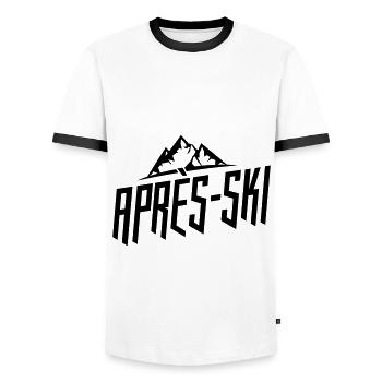 apres ski team - Men's Ringer Shirt - white/black - Front - AI Model Female 172 light (172cm) & AI Model Male 178 dark (178cm)