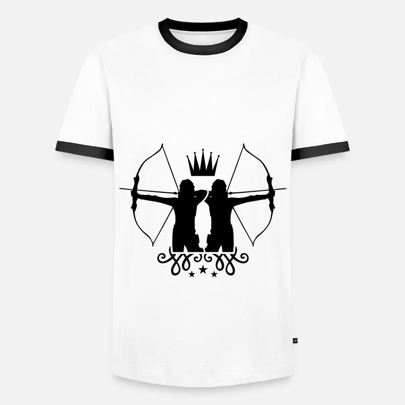 bogenschießen Pfeil Bogen - Männer Kontrast-T-Shirt - Weiß/Schwarz