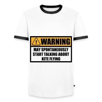 Kite Flying Kite Flying Warning Saying - Men's Ringer Shirt - white/black - Front - AI Model Female 172 light (172cm) & AI Model Male 178 dark (178cm)