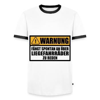 Liegerad Liegefahrrad Warnung Spruch Lustig - Männer Kontrast-T-Shirt - Weiß/Schwarz - Vorne - AI Model Female 172 light (172cm) & AI Model Male 178 dark (178cm)