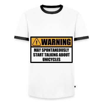 Unicycle Circus Acrobat Clown Warning Funny Saying - Men's Ringer Shirt - white/black - Front - AI Model Female 172 light (172cm) & AI Model Male 178 dark (178cm)