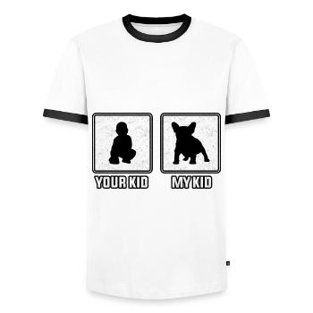 Your kid my kid French Bulldog - Men's Ringer Shirt - white/black - Front - AI Model Female 172 light (172cm) & AI Model Male 178 dark (178cm)