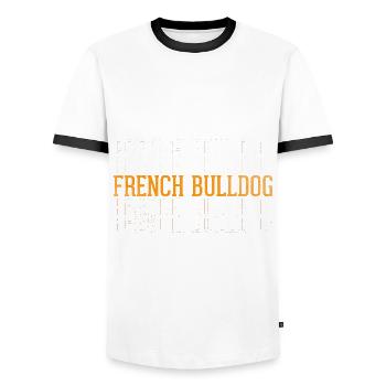 Bouledogue français - T-shirt contrasté Homme - blanc/noir - Devant - AI Model Female 172 light (172cm) & AI Model Male 178 dark (178cm)