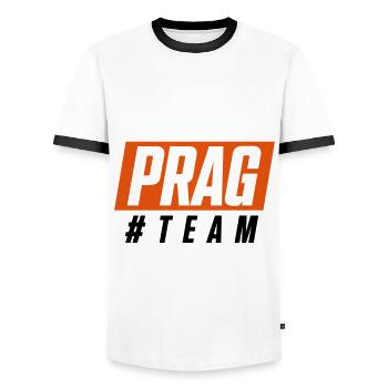 Équipe de Prague - T-shirt contrasté Homme - blanc/noir - Devant - AI Model Female 172 light (172cm) & AI Model Male 178 dark (178cm)