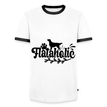 Flat Coated Retriever Hund Dog Flataholic - Männer Kontrast-T-Shirt - Weiß/Schwarz - Vorne - AI Model Female 172 light (172cm) & AI Model Male 178 dark (178cm)