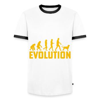 Évolution du Labrador - T-shirt contrasté Homme - blanc/noir - Devant - AI Model Female 172 light (172cm) & AI Model Male 178 dark (178cm)