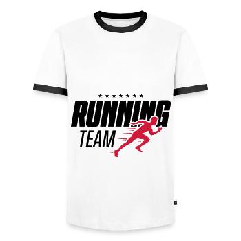 running team laufen marathon rennen - Männer Kontrast-T-Shirt - Weiß/Schwarz - Vorne - AI Model Female 172 light (172cm) & AI Model Male 178 dark (178cm)