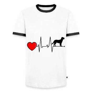 Nova Scotia Duck Tolling Retriever Heartbeat - T-shirt contrasté Homme - blanc/noir - Devant - AI Model Female 172 light (172cm) & AI Model Male 178 dark (178cm)