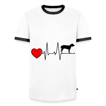 German Brandlbracke Dog Heartbeat Black - Men's Ringer Shirt - white/black - Front - AI Model Female 172 light (172cm) & AI Model Male 178 dark (178cm)