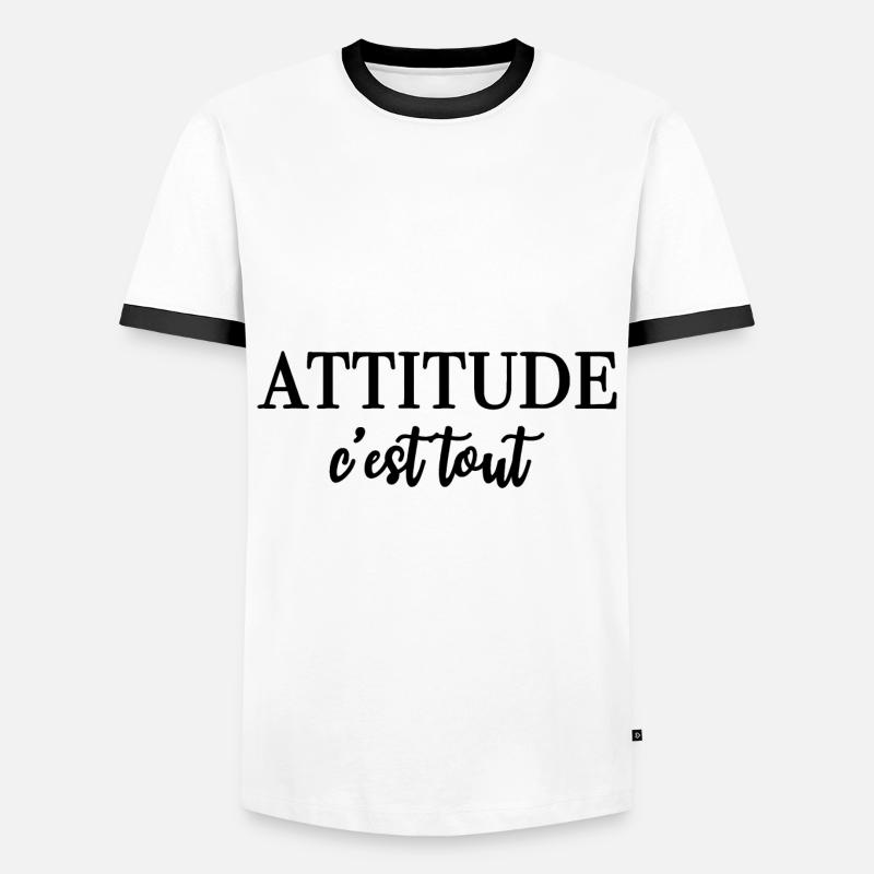 ATTITUDE c'est tout - Men's Ringer Shirt - white/black