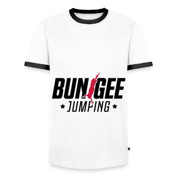 bungee jumping extreme sports - Men's Ringer Shirt - white/black - Front - AI Model Female 172 light (172cm) & AI Model Male 178 dark (178cm)