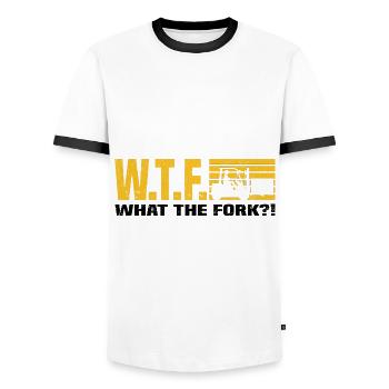 Forklift driver - Men's Ringer Shirt - white/black - Front - AI Model Female 172 light (172cm) & AI Model Male 178 dark (178cm)
