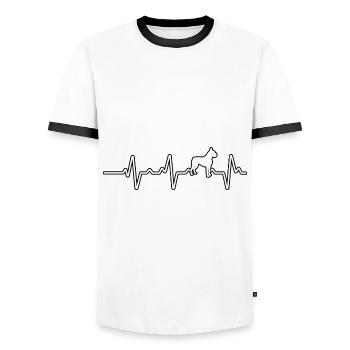 Boxer heartbeat - Men's Ringer Shirt - white/black - Front - AI Model Female 172 light (172cm) & AI Model Male 178 dark (178cm)