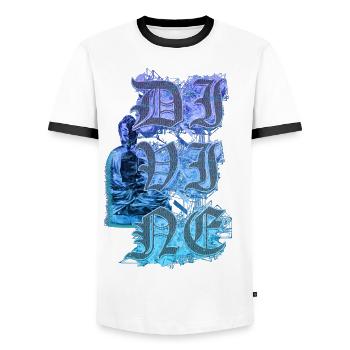 Divine Buddha Sacred Geometry Abstract - Men's Ringer Shirt - white/black - Front - AI Model Female 172 light (172cm) & AI Model Male 178 dark (178cm)
