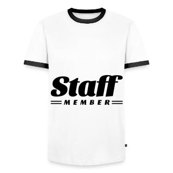 staff member - T-shirt contrasté Homme - blanc/noir - Devant - AI Model Female 172 light (172cm) & AI Model Male 178 dark (178cm)