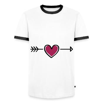 flèche coeur - T-shirt contrasté Homme - blanc/noir - Devant - AI Model Female 172 light (172cm) & AI Model Male 178 dark (178cm)