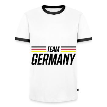 germany flag germany team - Men's Ringer Shirt - white/black - Front - AI Model Female 172 light (172cm) & AI Model Male 178 dark (178cm)