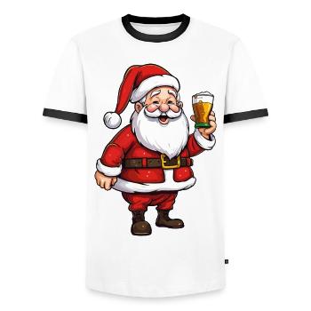 Weihnachtsmann Bier Alkohol Prost Glühwein Schnaps - Männer Kontrast-T-Shirt - Weiß/Schwarz - Vorne - AI Model Female 172 light (172cm) & AI Model Male 178 dark (178cm)
