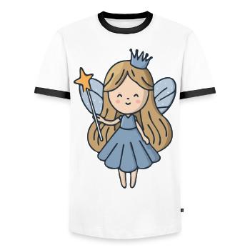 Princesse fée mignonne avec baguette, conception de fille magique - T-shirt contrasté Homme - blanc/noir - Devant - AI Model Female 172 light (172cm) & AI Model Male 178 dark (178cm)