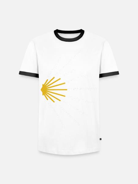 De Camino de Santiago heeft vele talen - Camino - Bedevaart - Mannen contrastshirt - wit/zwart