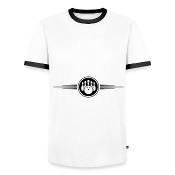 bowling strich icon - Männer Kontrast-T-Shirt - Weiß/Schwarz - Vorne - AI Model Female 172 light (172cm) & AI Model Male 178 dark (178cm)