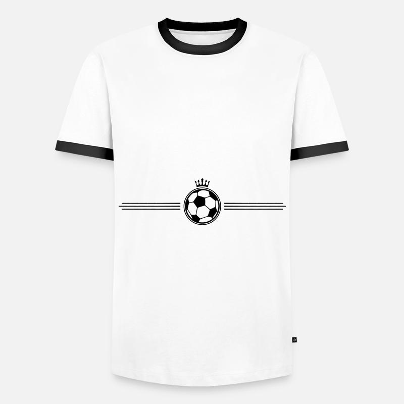 fussball wappen krone strich - Männer Kontrast-T-Shirt - Weiß/Schwarz