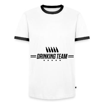 drinking team line - Men's Ringer Shirt - white/black - Front - AI Model Female 172 light (172cm) & AI Model Male 178 dark (178cm)
