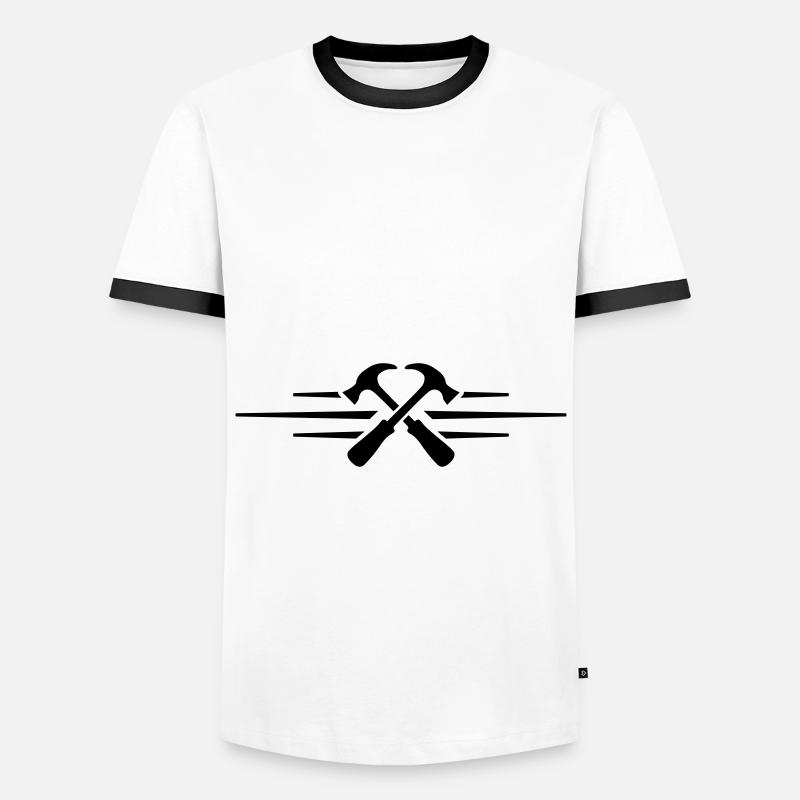 hammer tool - Men's Ringer Shirt - white/black