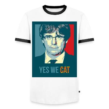 Puigdemont - T-shirt contrasté Homme - blanc/noir - Devant - AI Model Female 172 light (172cm) & AI Model Male 178 dark (178cm)